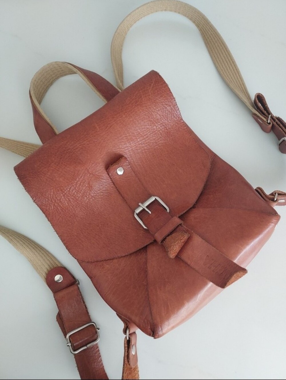 FACHA Argentina Leather Mini Backpack Distressed Brown